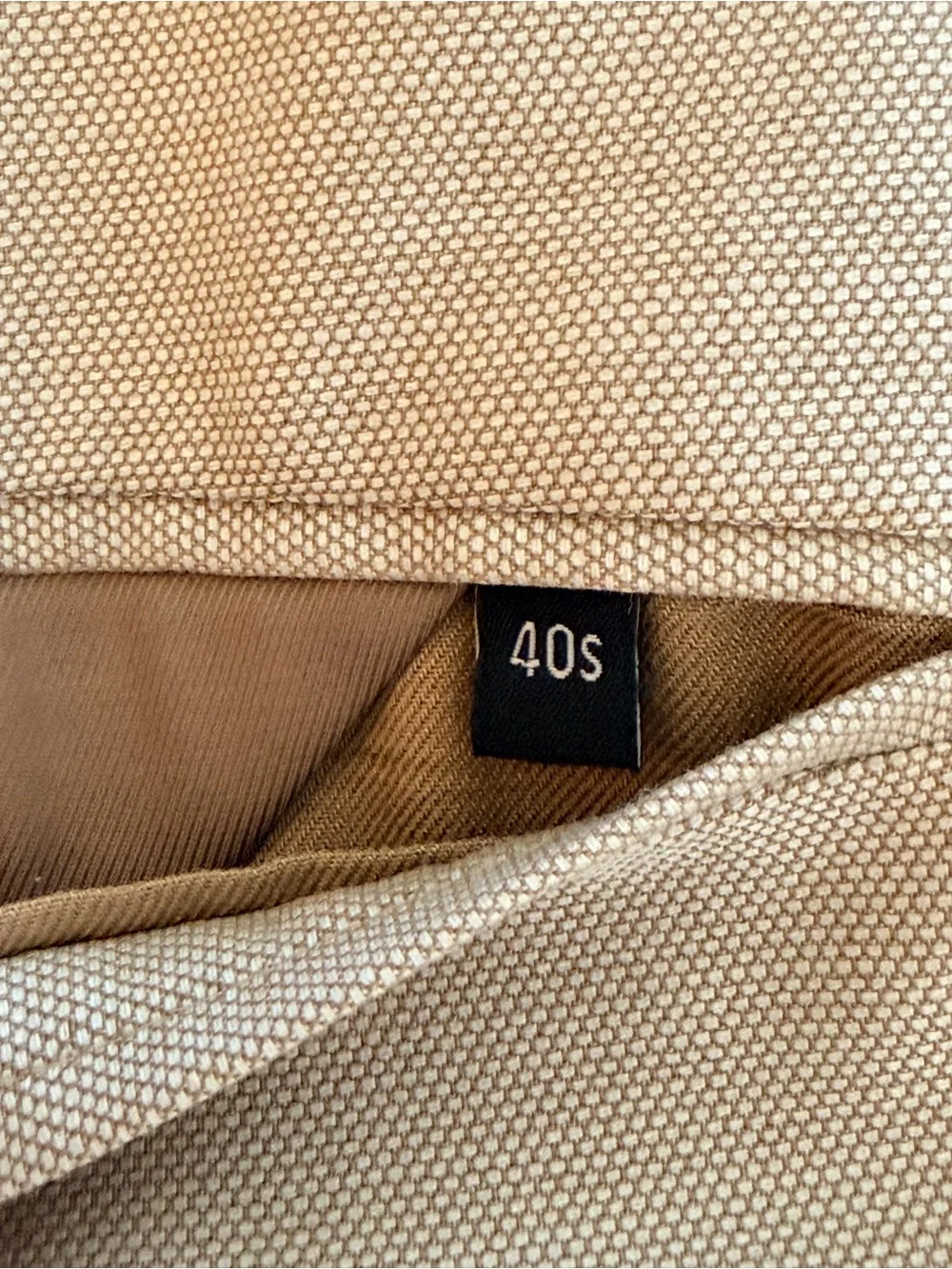 Banana Republic Reda Flexo Italian Hopsack Suit Jacket 40S Slim Fit Tan Wool